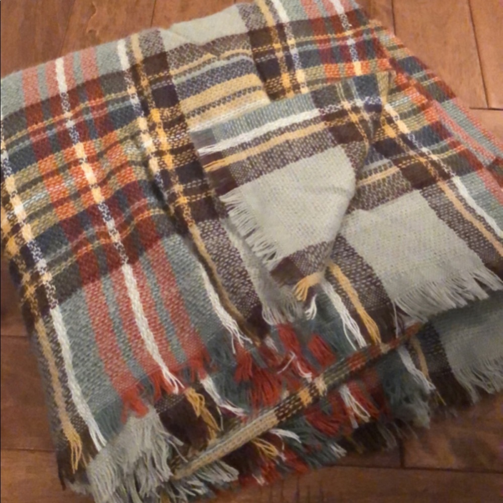 Plaid blanket scarf